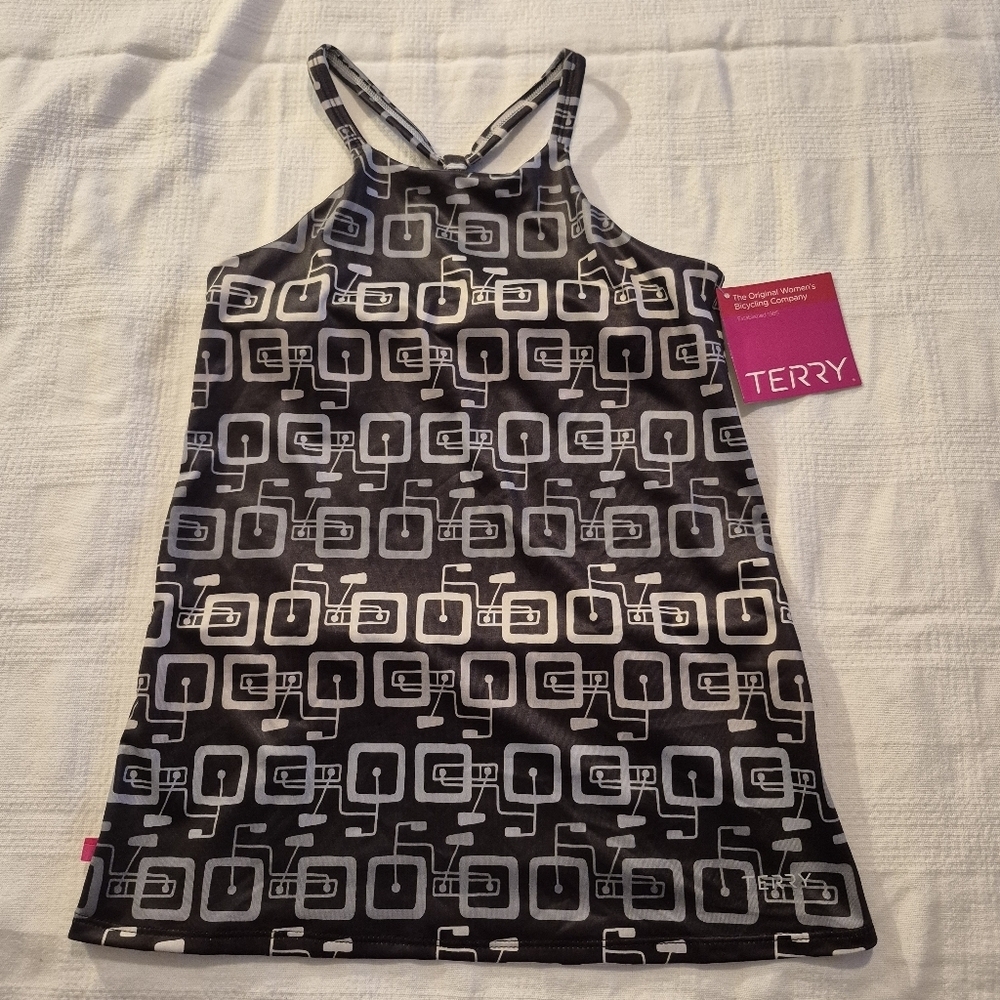 Terry cycling women's XS Bella Halter Make It Roll design back zip pocket NWT